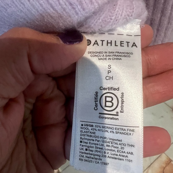 Athleta Purple V-Neck Ribbed Sweater - Picture 4 of 4